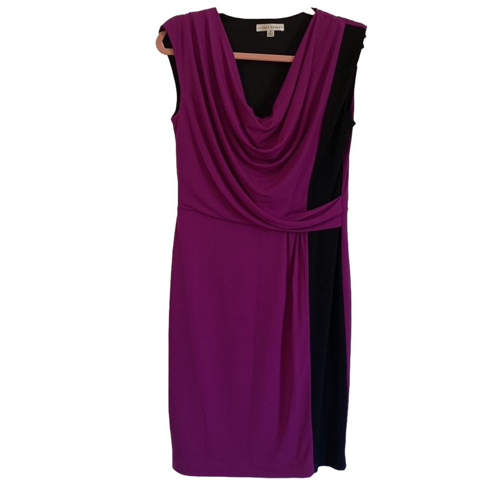 2/$18 purple fitted silky dress Sandra Darren size 8
